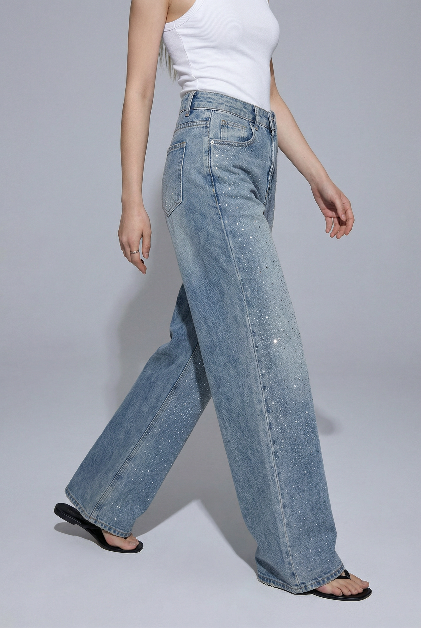 Jeans Wide Leg Scintillanti – Luce Liquida