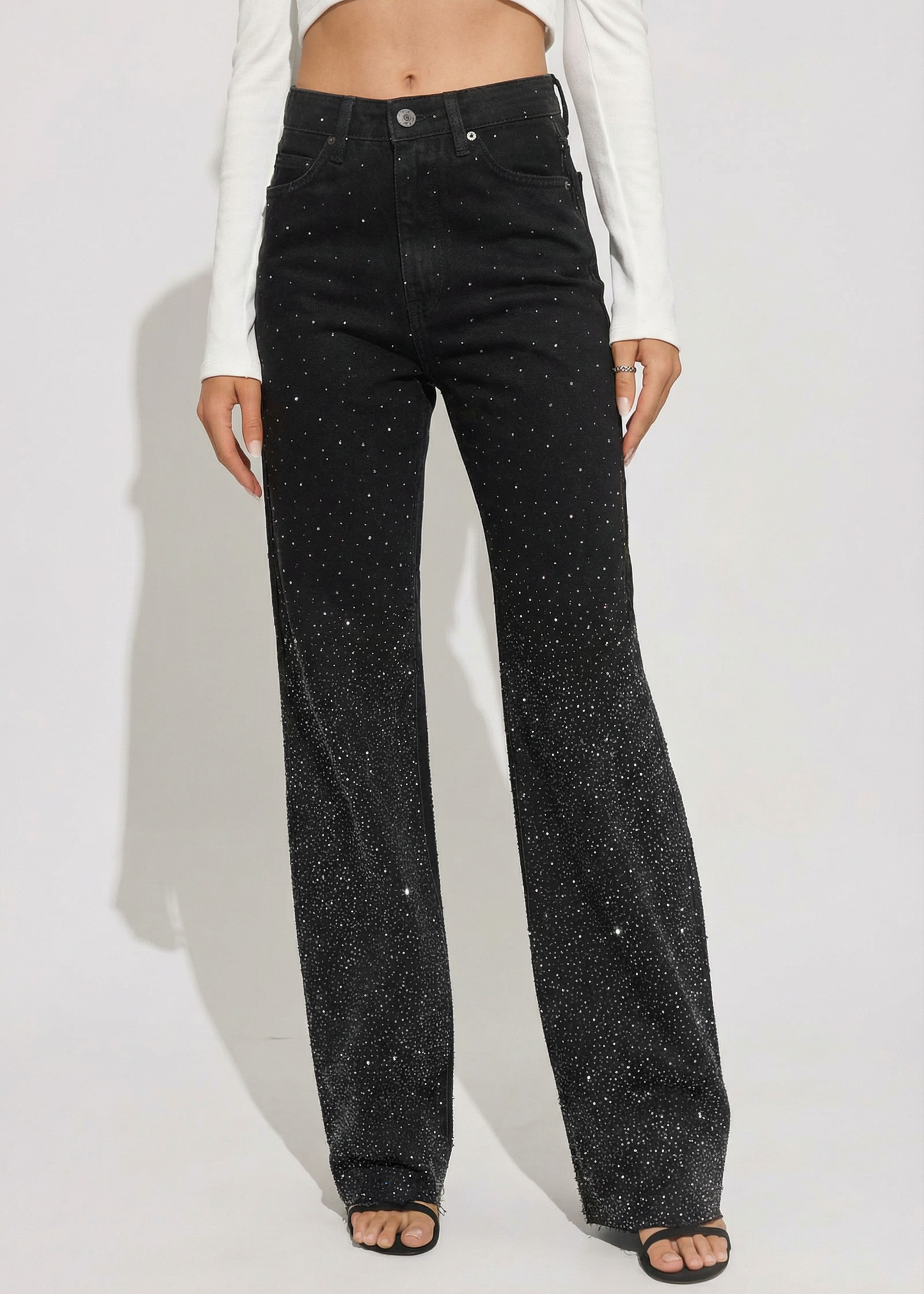 Jeans Wide Leg Brillantinati – Polvere di Stelle