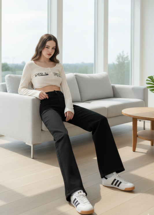 ✨ Jeans Wide Leg Neri – Comodi, Versatili, Super Chic