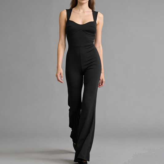 Jumpsuit Flare Romantic Silhouette – Scollo a Cuore e Linea Modellante