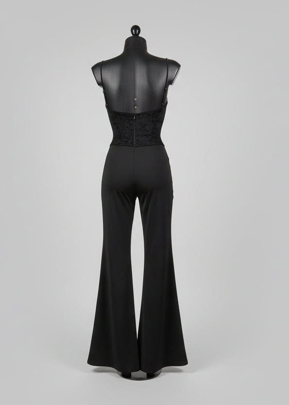 Jumpsuit a Palazzo "Noir Romance" – Eleganza e Pizzo