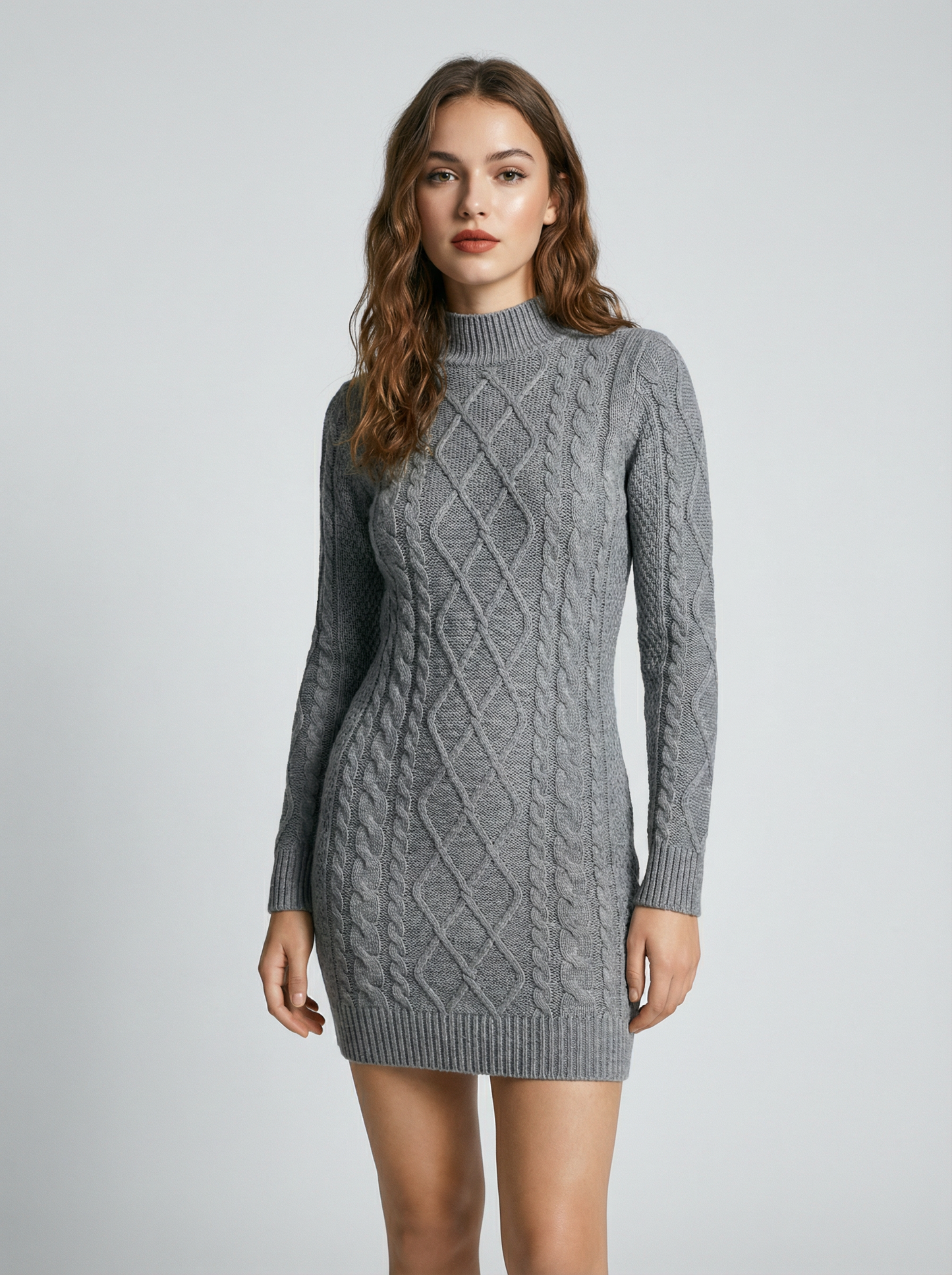 Mini-abito in maglia a trecce schiena scoperta – MISTERIOSO CALORE