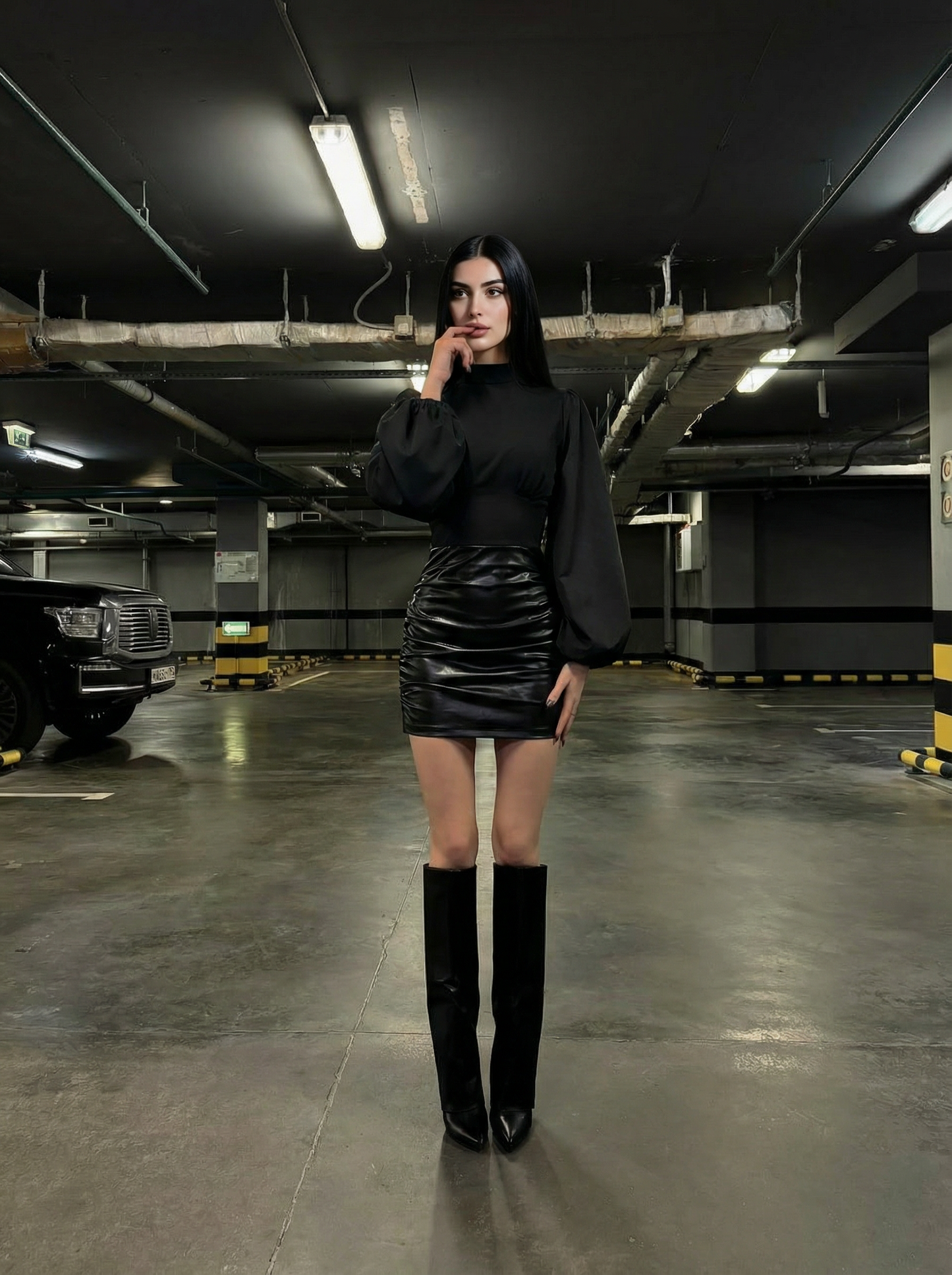 Mini Dress Ecopelle Drappeggiato Bicolore – Audacia Cosmica