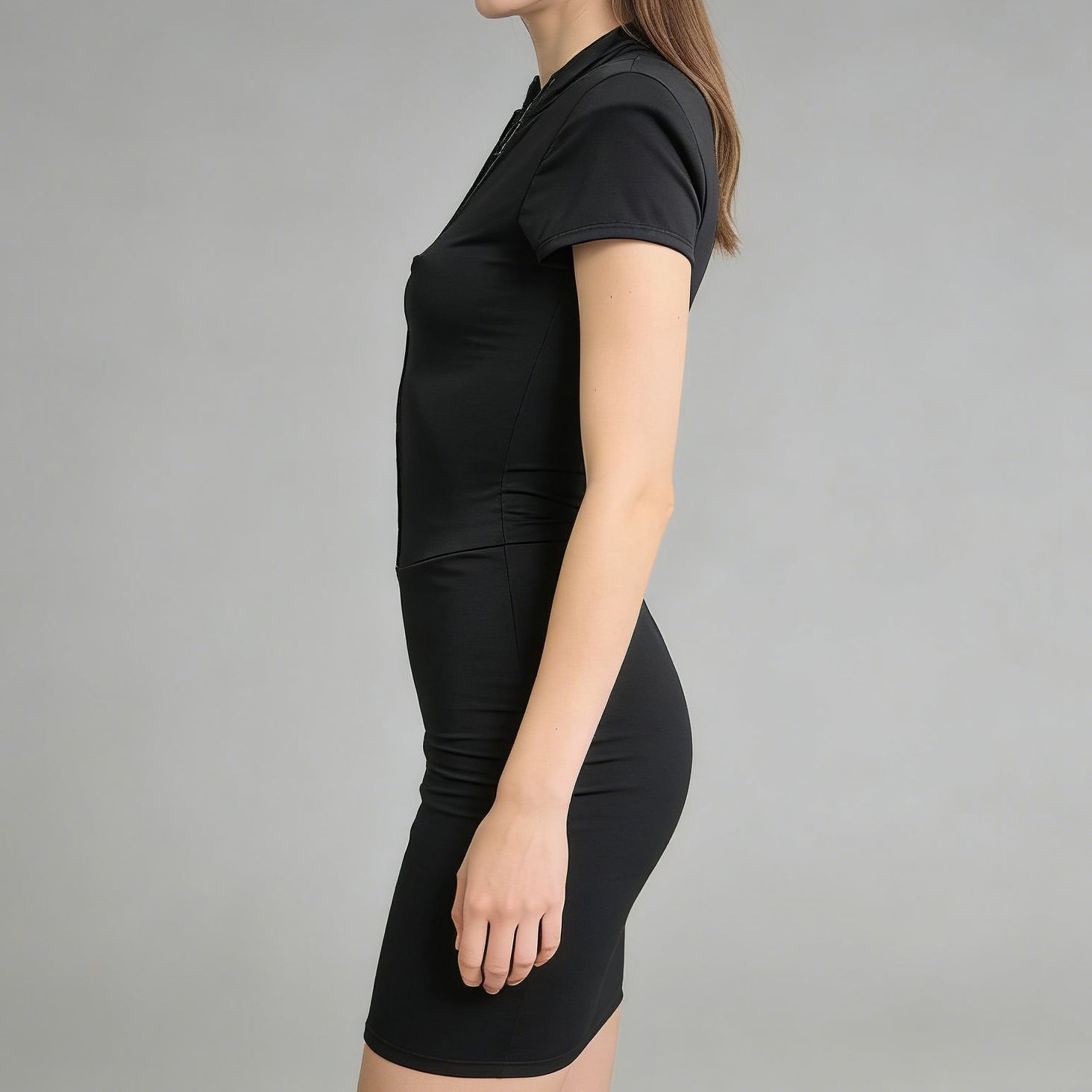 Mini Dress "Power Silhouette" – Chiusura con Gancetti e Collo a Lupetto - BERLY MODA 