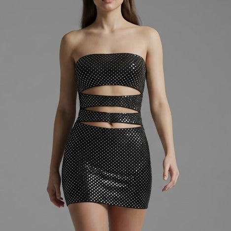 Mini Dress "Glow & Cut-out" in Paillettes – Scintille Notturne - BERLY MODA 