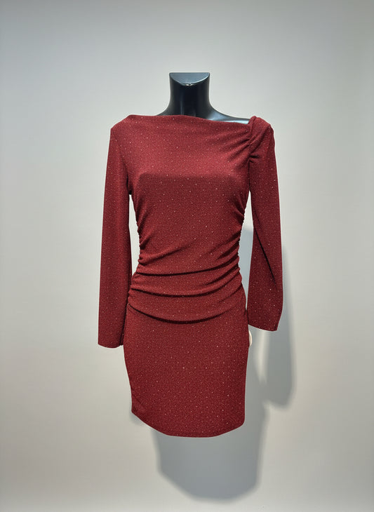 Mini Dress Glitter Monospalla Drappeggiato – Notte Scintillante