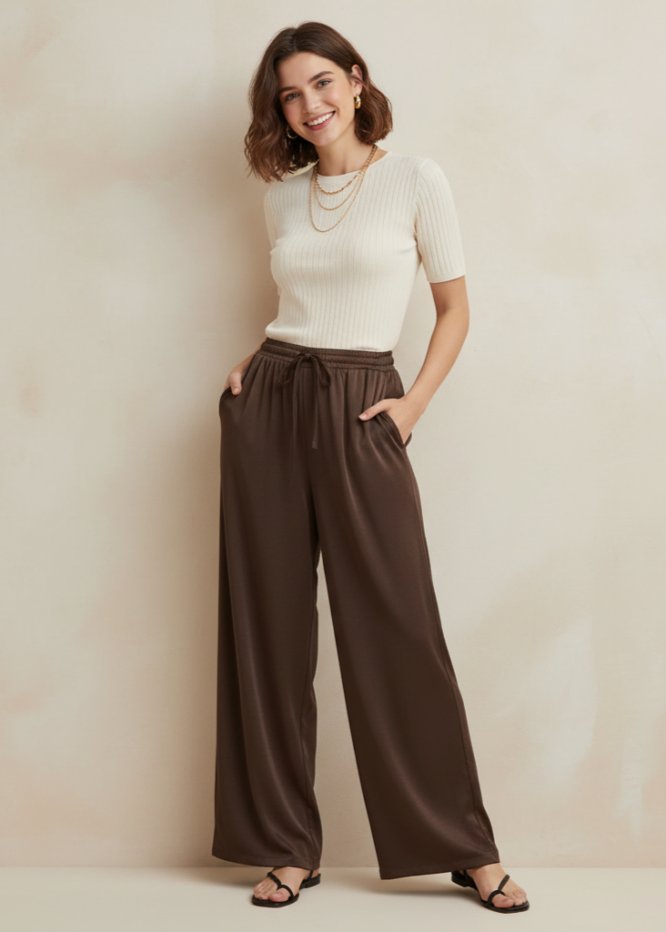 👖 Vuoi pantaloni che stanno comodi… ma sembrano couture?

Questi pantaloni a palazzo sono l’alternativa elegante ai soliti leggings.
Il tessuto elasticizzato si adatta alla forma del corpo, mentre la gamba larga slancia e rende ogni look più chic.
Comodi come tuta, belli come pantaloni da passerella.

✨ Pantaloni a Palazzo Elasticizzati – Morbidi, Chic, Versatili

Perché tutte li adorano

Taglia unica, veste da S a XL

Tessuto elasticizzato: comfort senza rinunciare allo stile