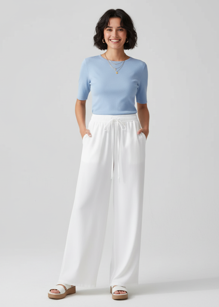 👖 Vuoi pantaloni che stanno comodi… ma sembrano couture?

Questi pantaloni a palazzo sono l’alternativa elegante ai soliti leggings.
Il tessuto elasticizzato si adatta alla forma del corpo, mentre la gamba larga slancia e rende ogni look più chic.
Comodi come tuta, belli come pantaloni da passerella.

✨ Pantaloni a Palazzo Elasticizzati – Morbidi, Chic, Versatili

Perché tutte li adorano

Taglia unica, veste da S a XL

Tessuto elasticizzato: comfort senza rinunciare allo stile