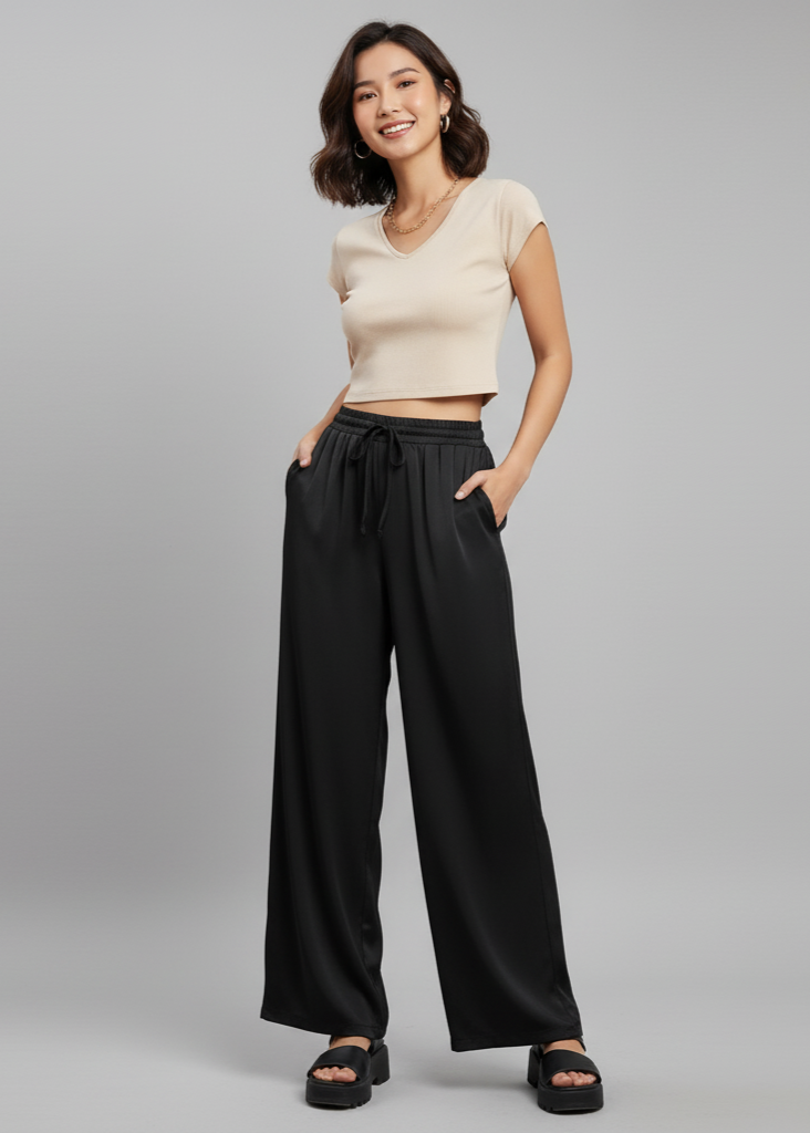 👖 Vuoi pantaloni che stanno comodi… ma sembrano couture?

Questi pantaloni a palazzo sono l’alternativa elegante ai soliti leggings.
Il tessuto elasticizzato si adatta alla forma del corpo, mentre la gamba larga slancia e rende ogni look più chic.
Comodi come tuta, belli come pantaloni da passerella.

✨ Pantaloni a Palazzo Elasticizzati – Morbidi, Chic, Versatili

Perché tutte li adorano

Taglia unica, veste da S a XL

Tessuto elasticizzato: comfort senza rinunciare allo stile