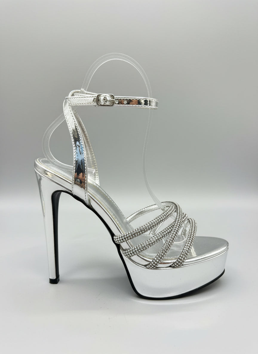 Sandali plateau con strass e tacco a blocco – SCINTILLA REGNANTE