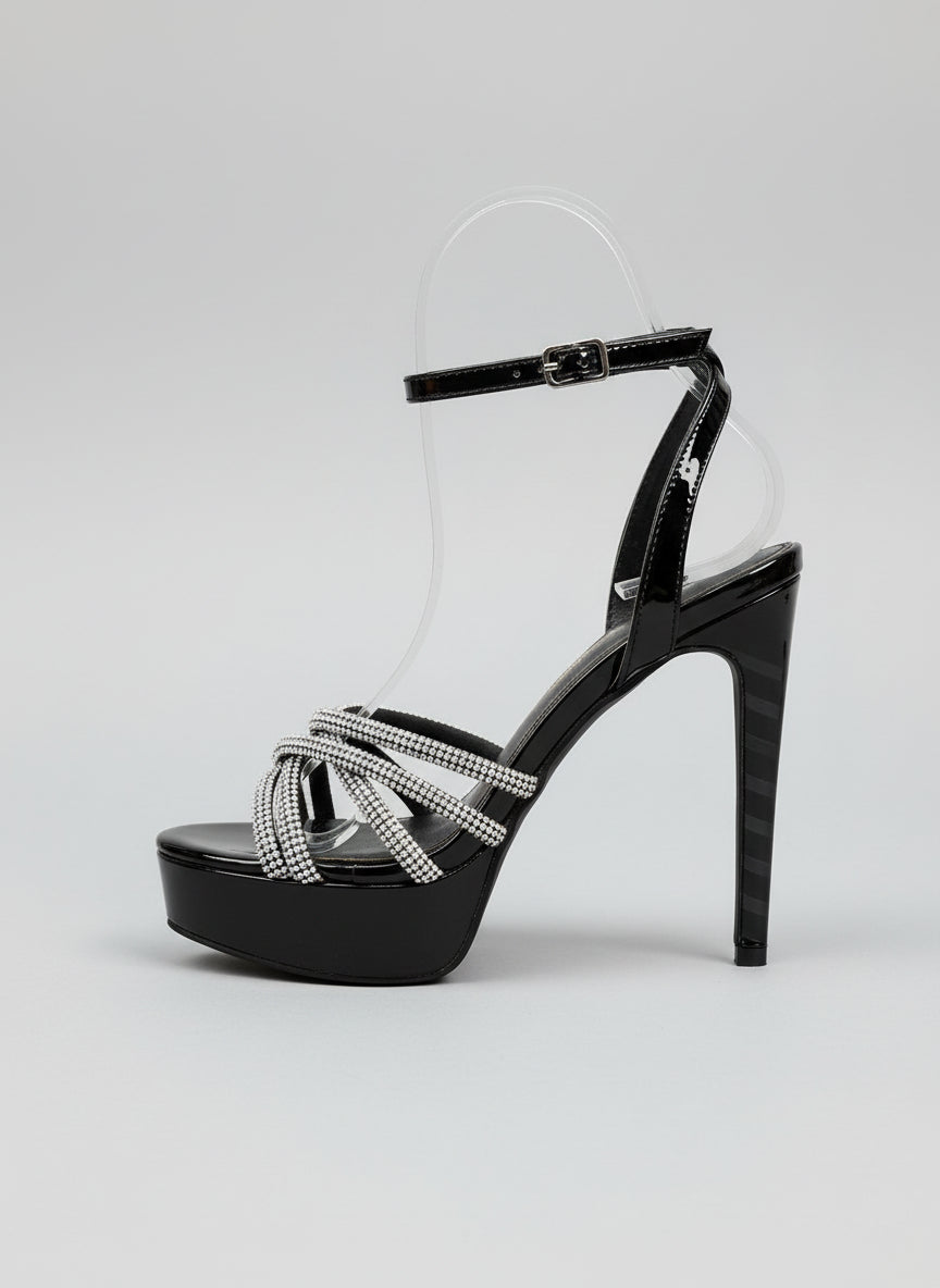 Sandali plateau con strass e tacco a blocco – SCINTILLA REGNANTE