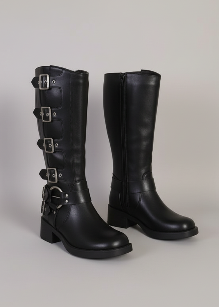 🖤 ​​Biker Boots with Metal Buckles – URBAN FURY