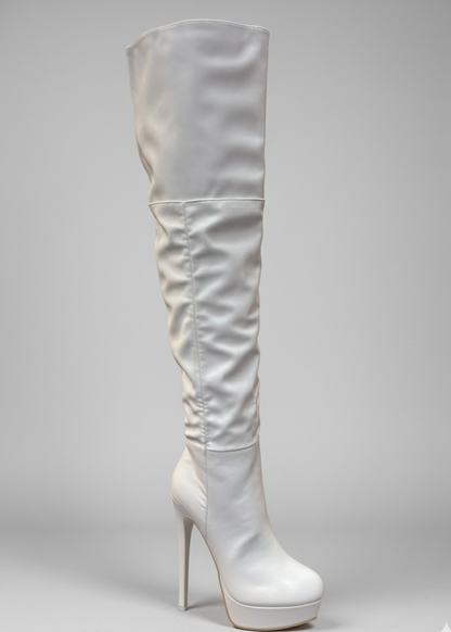 Stivali sopra il ginocchio con tacco e plateau – SFIDA NOTTURNA 🖤👑