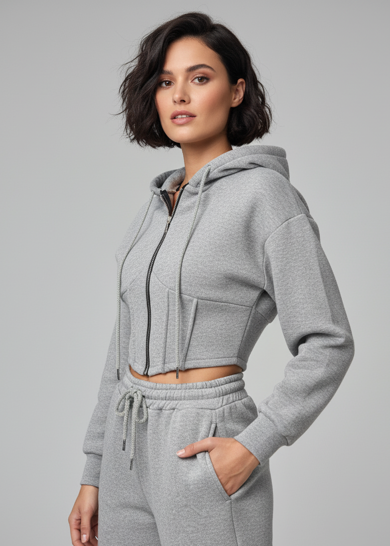 Tuta sportiva cropped con corsetto e joggers – LIBERTÀ RIBELLE 👟⚡️