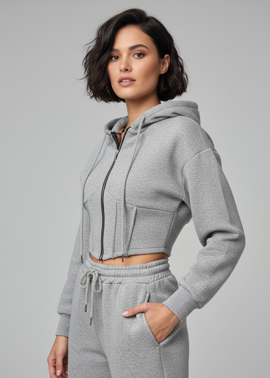 Tuta sportiva cropped con corsetto e joggers – LIBERTÀ RIBELLE 👟⚡️