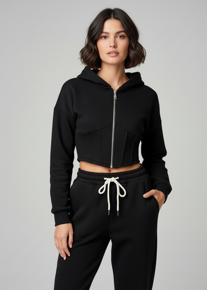 Tuta sportiva cropped con corsetto e joggers – LIBERTÀ RIBELLE 👟⚡️