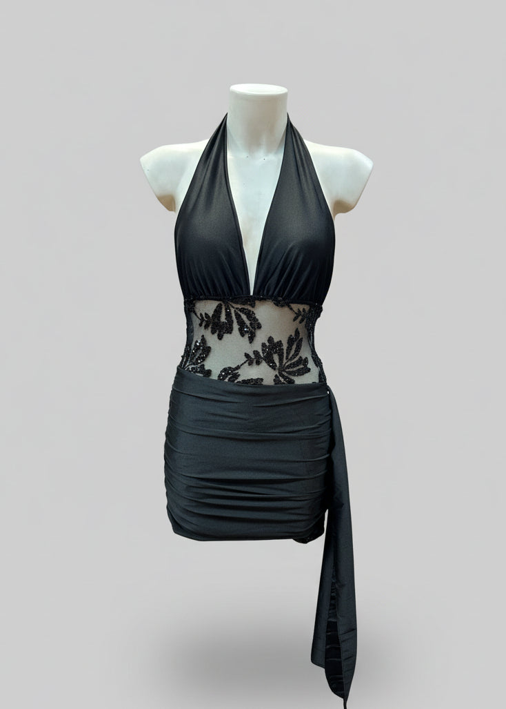 Abito lungo vita trasparente e pizzo – VELO DI TENTAZIONE