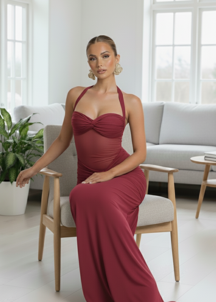 Elegant Sheer Dress - Made in Italy