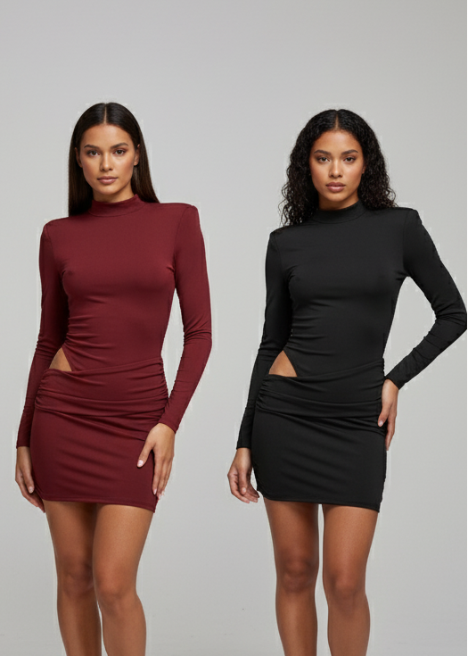 🖤 Vestito corto a maniche lunghe con cut-out – NOTTE FEROCE