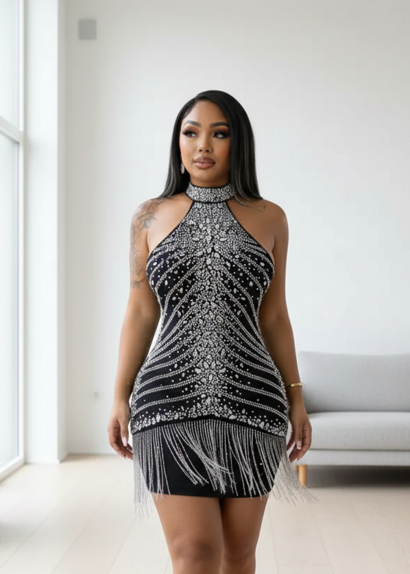 Short dress covered in glitter