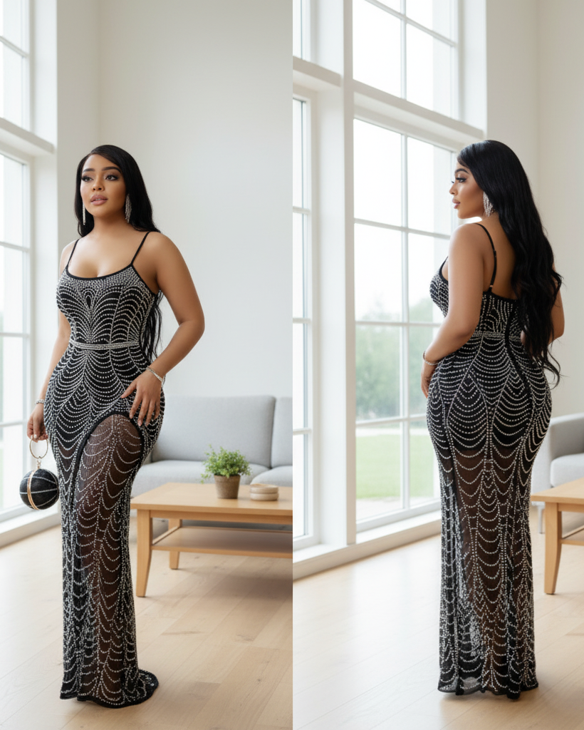 Elegant dress with rhinestones