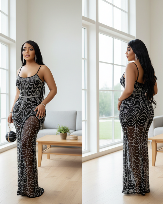 Elegant dress with rhinestones