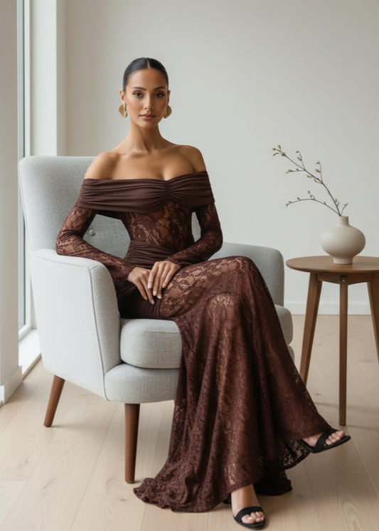 Vestito lungo elegante in pizzo