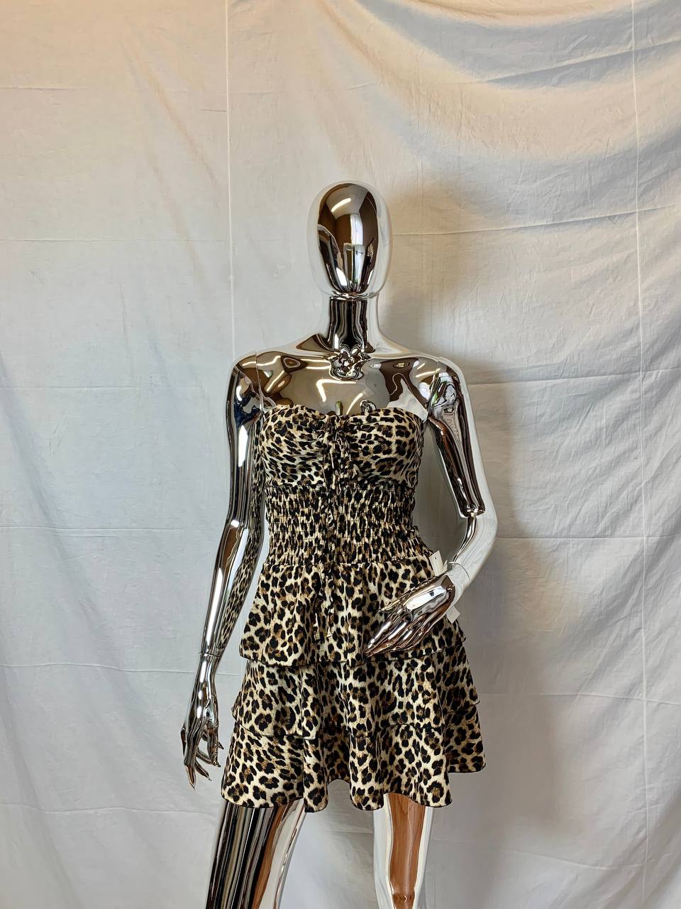 Vestito Corto Estivo Stampa Leopardata – Modello Svasato Elasticizzato