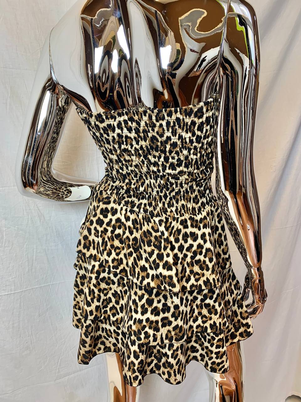 Vestito Corto Estivo Stampa Leopardata – Modello Svasato Elasticizzato